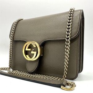 Gucci Olive Leather Shoulder Bag